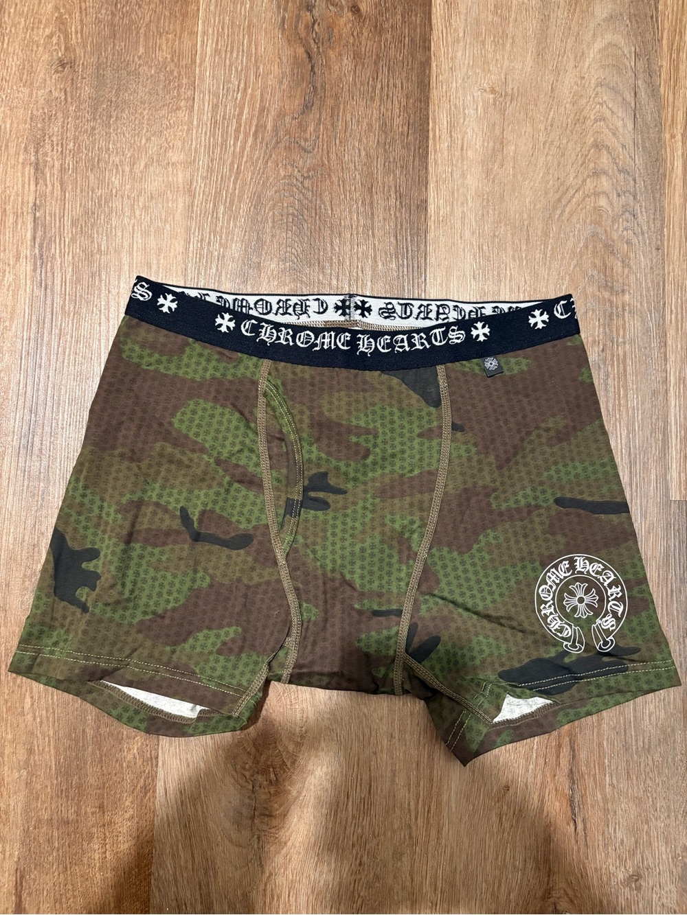 Chrome Hearts Kids Camo Boxer Briefs in Olive and Brown